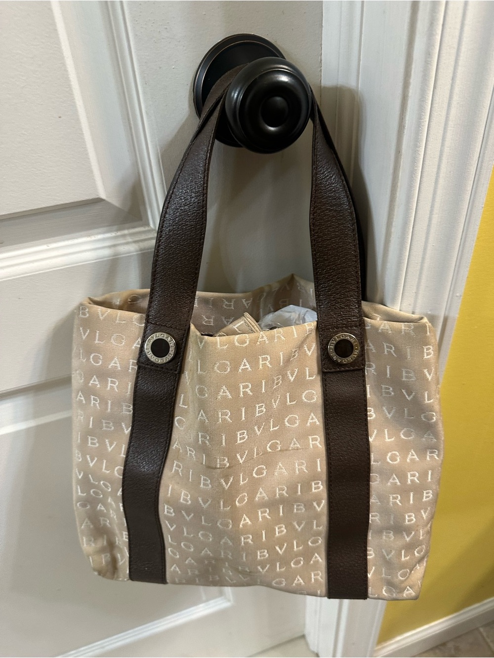 Bulgari Beige Tote and Wristlet Pouch